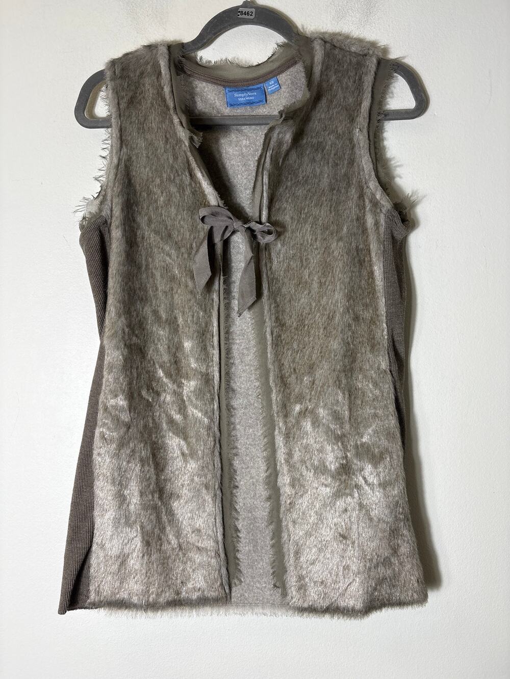 Simply Vera Wang Gray Faux Mixed Media Sleeveless Cardigan Sz XS